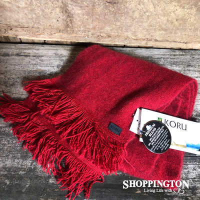 NZ Made Koru Knitwear - Possum Merino Scarf / Red