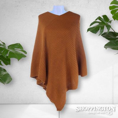 Poncho - Ally Classic Knit - Toffee