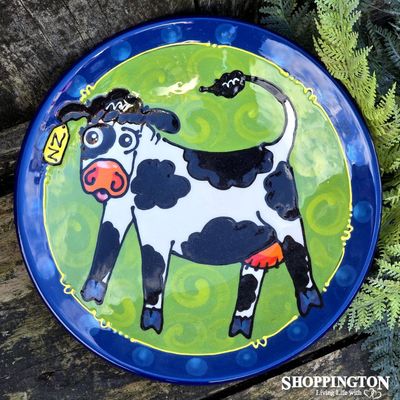 NZ Made Hand Painted - Small Salad Bowl Cow (NZ Side)