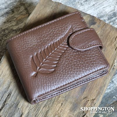 Mens Leather Grain Wallet - Large Fern - Chocolate