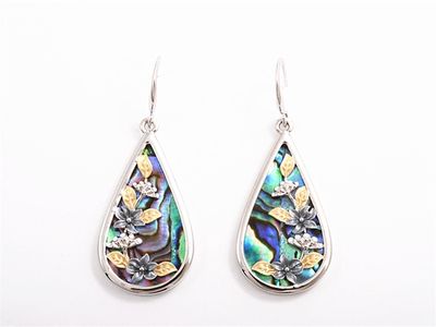 Earrings - Paua Flower Water-Drop