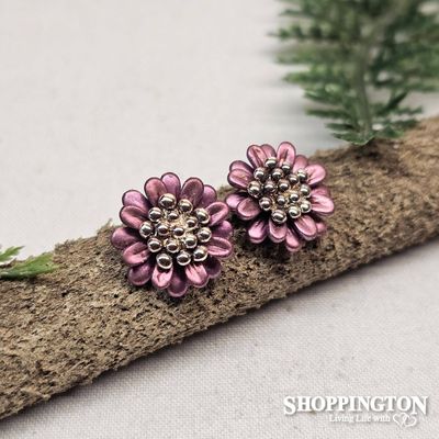 Earrings - Purple Flower Cluster