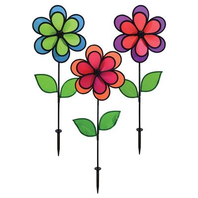 Wind Spinner - Colour Block Double Flower