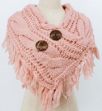 Scarf - Large Button - Soft Pink