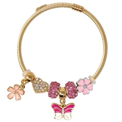 Pink Poppy Charm Bracelet - Butterfly
