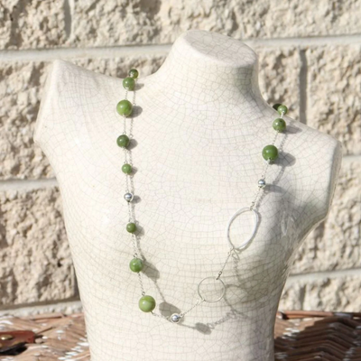 La Pierre - Green Fuchsite Sterling Silver Long Necklace
