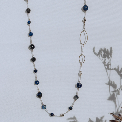 La Pierre - Blue Vein Sterling Silver Long Necklace