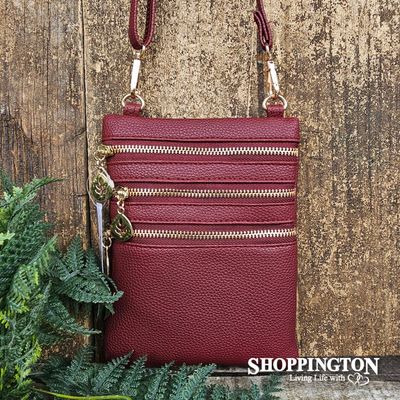 Crossbody Bag - 3 Zip Red