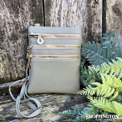 Crossbody Bag - 3 Zip Green