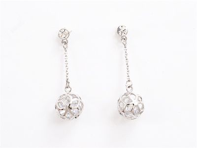 Earrings - Silver Cage Ball