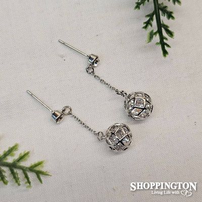 Earrings - Silver Cage Ball