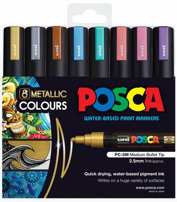 POSCA PC 5M Paint Markers Metallic Assorted 8 Pack