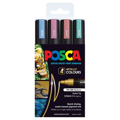 POSCA PC 5M Paint Markers 4 Pack - Metallic Colours