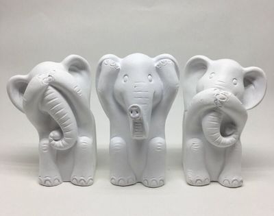 Set of 3 Elephants - Hear/See/Speak No