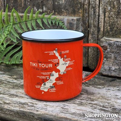 Moana Road Enamel Cups - Tiki Tour NZ Red