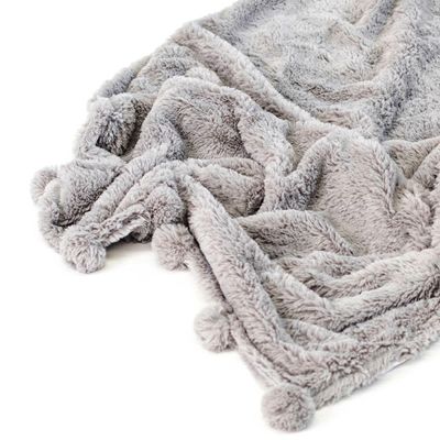 Weegoamigo Plush Pom Pom Blanket - Grey