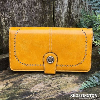 Wallet - Vintage Style Leather Look - Yellow