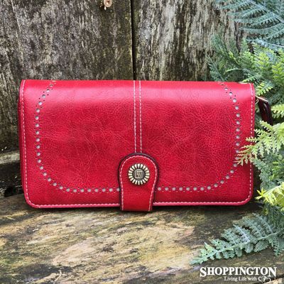 Wallet - Vintage Style Leather Look - Red