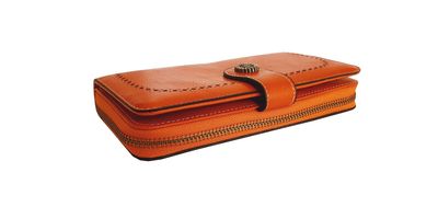 Wallet - Vintage Style Leather Look - Orange