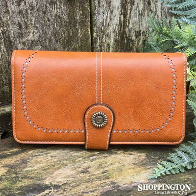 Wallet - Vintage Style Leather Look - Tan