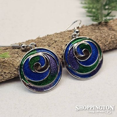 Earrings - Blue/Purple Koru Disc