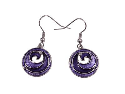 Earrings - Purple Koru Disc