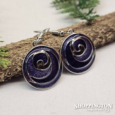 Earrings - Purple Koru Disc