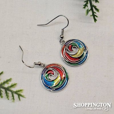 Earrings - Rainbow Koru Disc