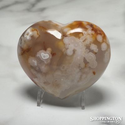 Flower Agate Stone Heart #3