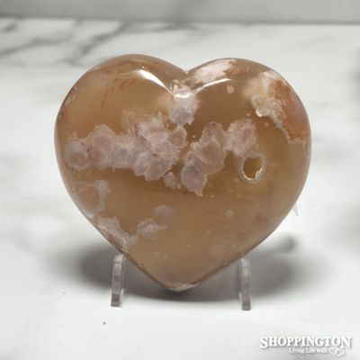 Flower Agate Stone Heart #2