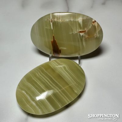 Green Banded Calcite Palm Stone