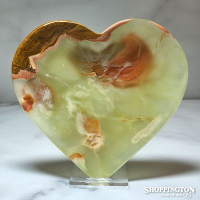 Green Banded Calcite Heart Plate