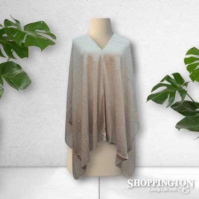 Scarf - V Neck Chiffon Trim Beige