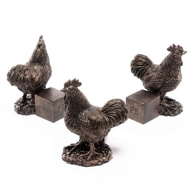Pot Feet: Antique Bronze Chicken (Set Of 3)
