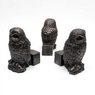 Pot Feet: Antique Bronze Tawny Owl (Set Of 3)
