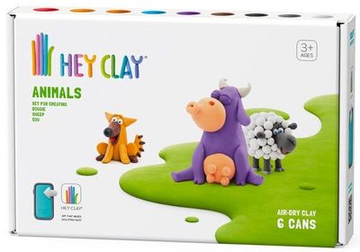 Hey Clay - 6 Can Sets - Animals Cow, Doggie &amp; Sheep