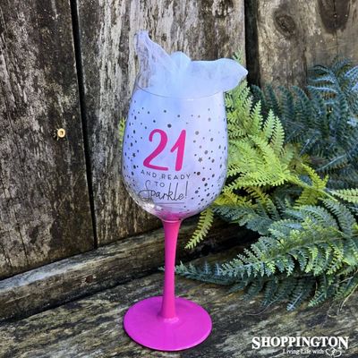 Dotty Star Wine Glass - 21st