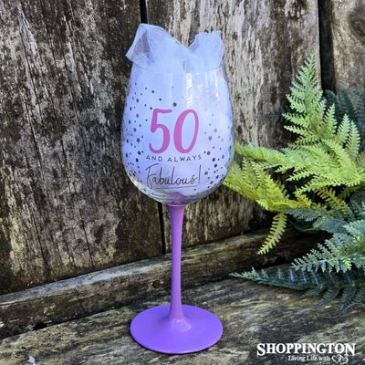 Dotty Star Wine Glass - 50th