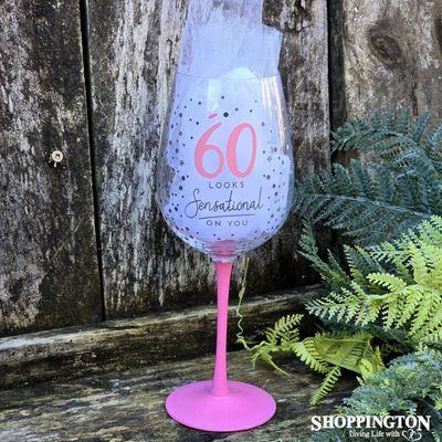 Dotty Star Wine Glass - 60th