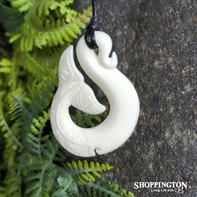 Fish Hook Bone Carving with Whale Tail