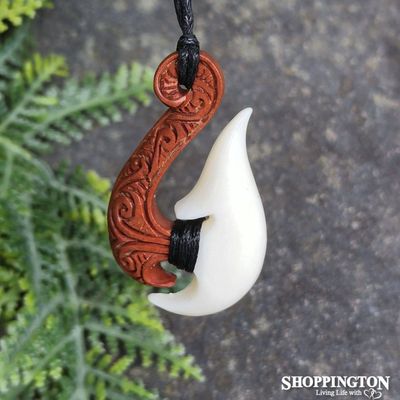 Bone and Wood Traditional Fish Hook Necklace
