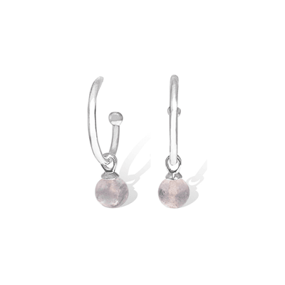 La Pierre - Rose Quartz Sterling Silver Flower Earrings