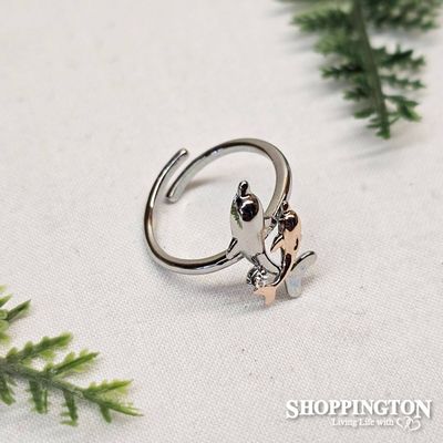 Ring - Rose Gold Double Dolphin Rhodium