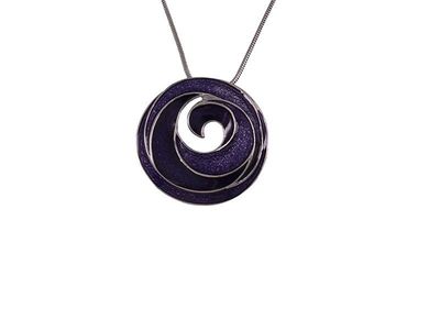 Necklace - Purple Koru Rhodium Pendant