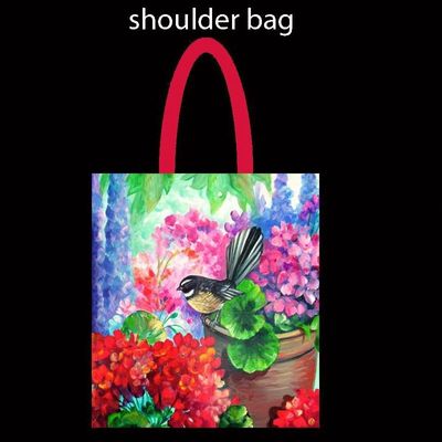 NZ Print Tote Bag - Fantail Floral