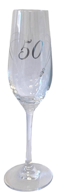 Etched Heart Wine Glass - 50th