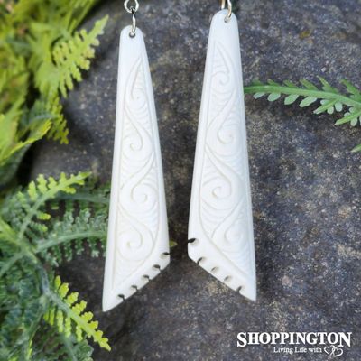 Bone Earrings - Carved Scalene Triangle