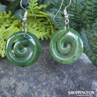 Pounamu - Earrings 25mm Koru Drops