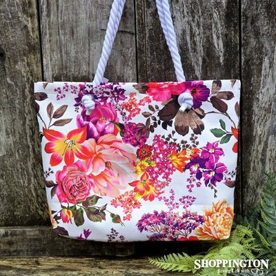 Shoulder Rope Tote Bag / Beach Floral