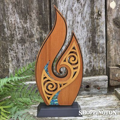 NZ Made Wooden Standing Art Work - Flame